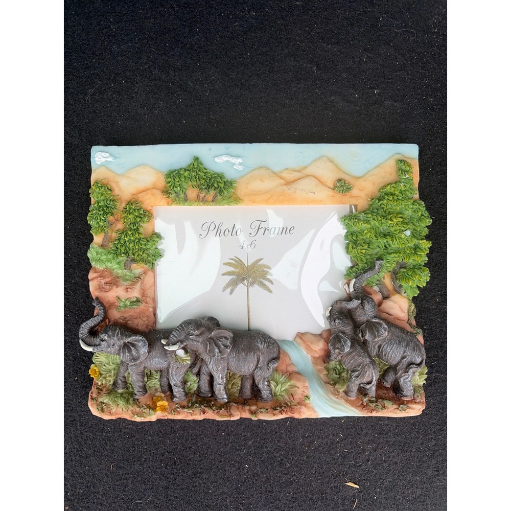 African Safari Elephant 3D Resin Photo Frame 4x6 Wildlife Savanna Decor